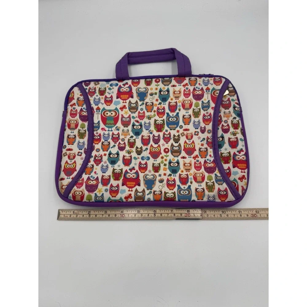 Multicolored Owl Insulated Tablet Case Purple Trimmed